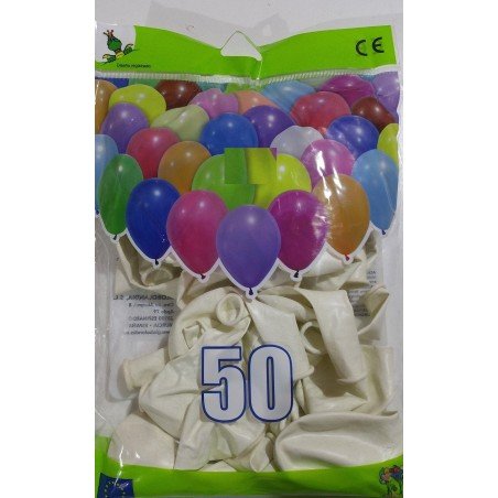 GLOBOS DE COLOR BLANCO BOLSON 50 UDS