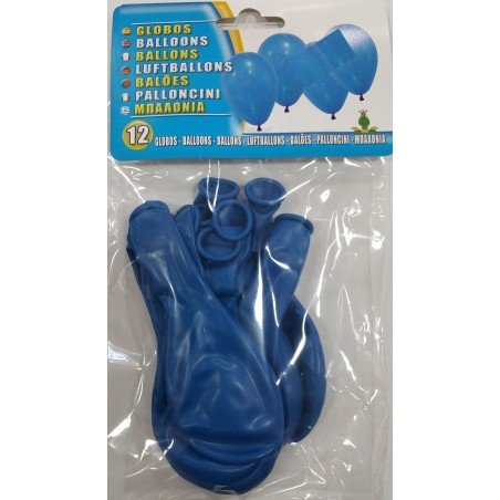 GLOBOS DE COLOR AZUL 12 UDS. CHUCHES Y DECORACION. PRECIOS DE FABRICA. www.chuchelandiajl.com