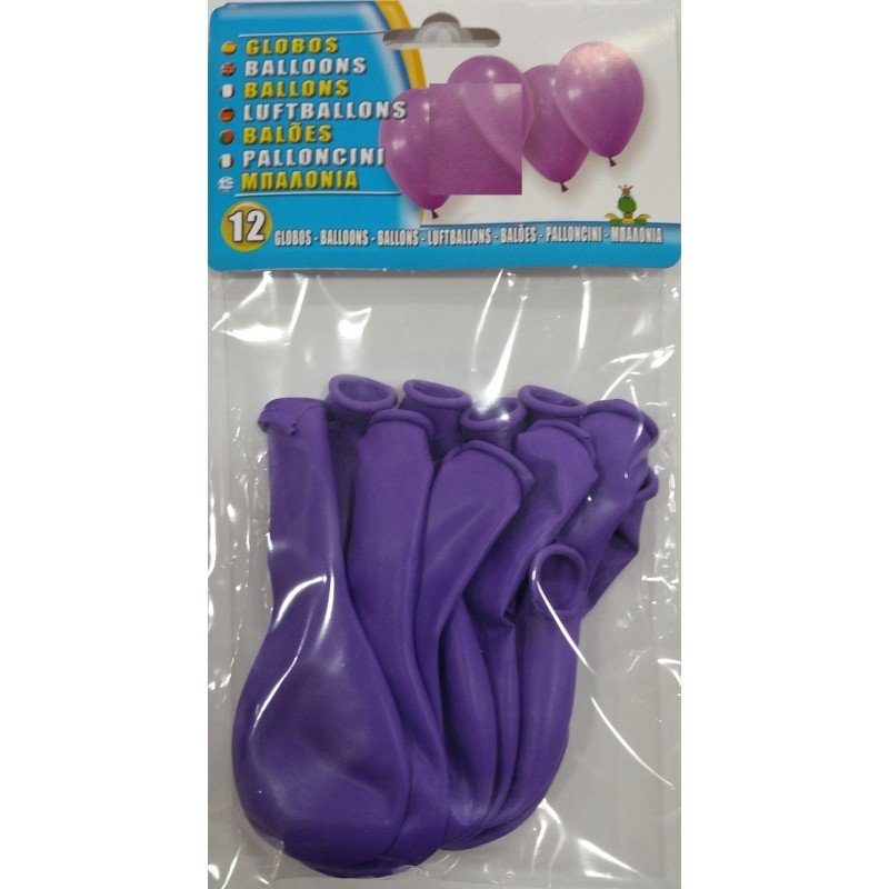 GLOBOS DE COLOR VIOLETA 12 UDS. CHUCHES Y DECORACION. PRECIOS DE FABRICA. www.chuchelandiajl.com