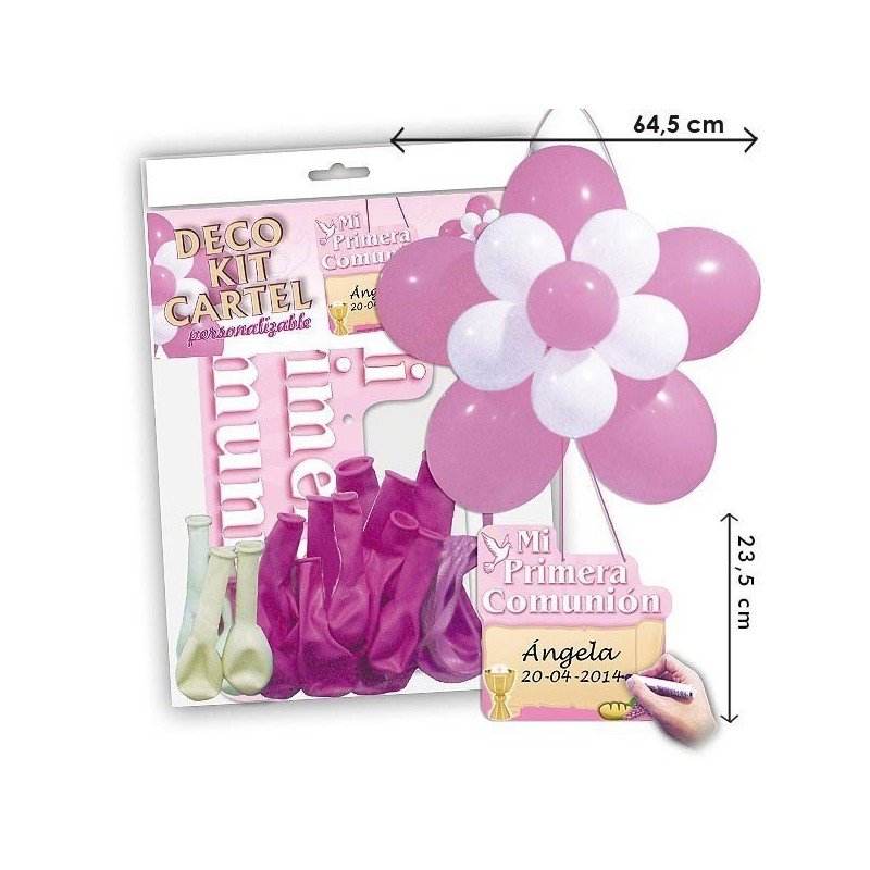 KIT BLOBO FLOR EDITABLE COMUNION ROSA. CHUCHES Y DECORACION. PRECIOS DE FABRICA. www.chuchelandiajl.com