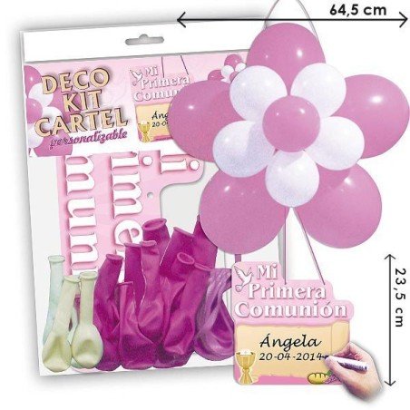 KIT BLOBO FLOR EDITABLE COMUNION ROSA. CHUCHES Y DECORACION. PRECIOS DE FABRICA. www.chuchelandiajl.com