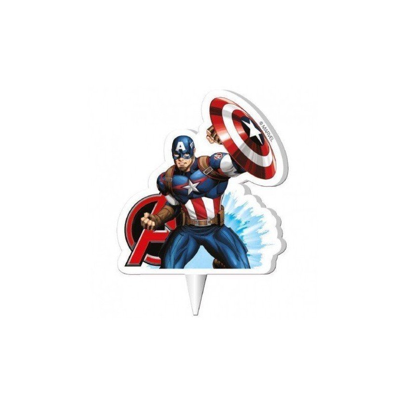 VELA DE CUMPLEAÑOS CAPITAN AMERICA. CHUCHES Y DECORACION. PRECIOS DE FABRICA. www.chuchelandiajl.com