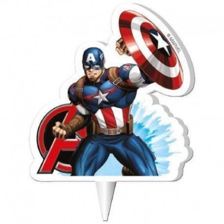 VELA DE CUMPLEAÑOS CAPITAN AMERICA. CHUCHES Y DECORACION. PRECIOS DE FABRICA. www.chuchelandiajl.com