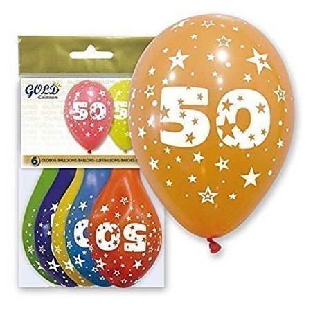 GLOBOS DE LATEX GOLD NUMERO 50 6UDS
