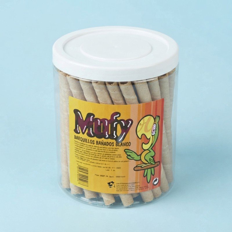 MUFY BARQUILLOS DE CHOCOLATE BLANCO 90U. CHUCHES Y DECORACION. PRECIOS DE FABRICA. www.chuchelandiajl.com