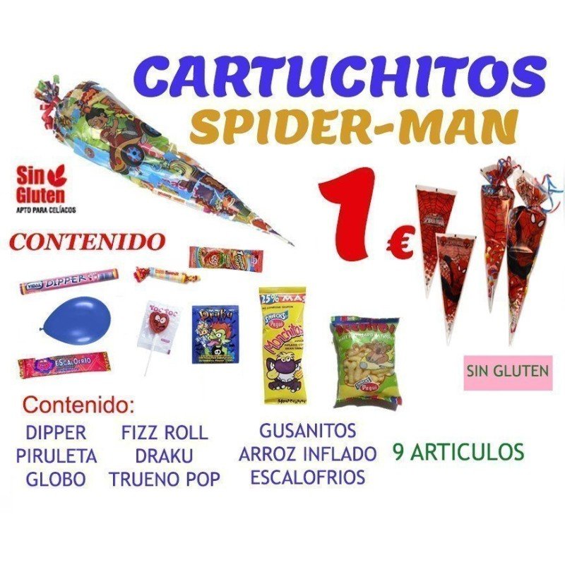 CONOS DE CHUCHES PARA CUMPLEAÑOS EXTRA SPIDERMAN