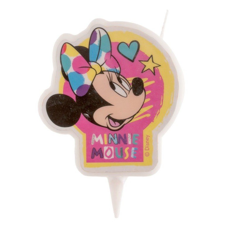 VELA DE CUMPLEAÑOS MINNIE MOUSE. CHUCHES Y DECORACION. PRECIOS DE FABRICA. www.chuchelandiajl.com