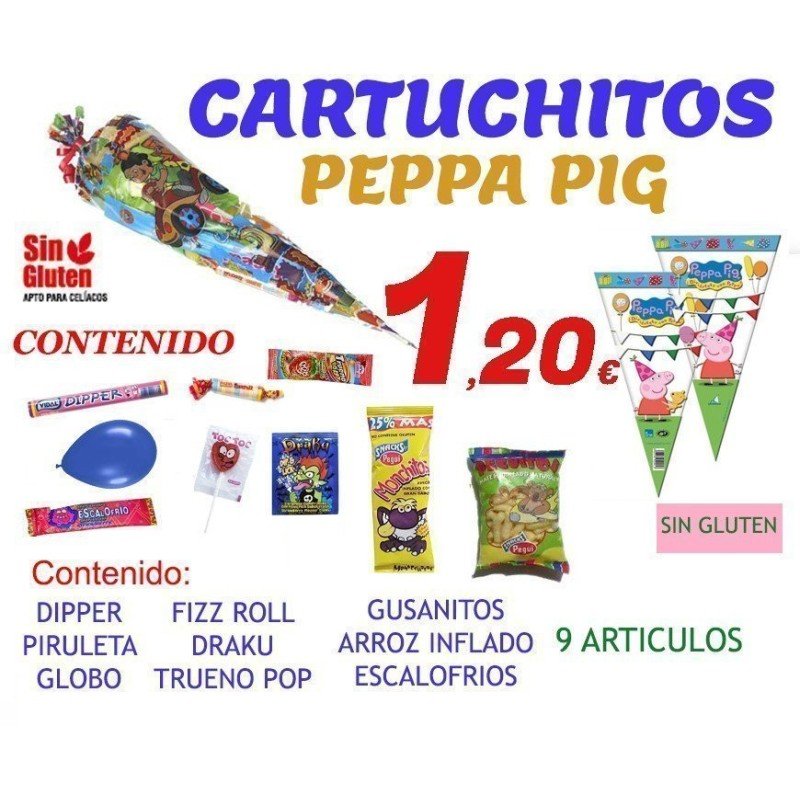 CONOS DE CHUCHES PARA CUMPLEAÑOS EXTRA PEPPA PIG