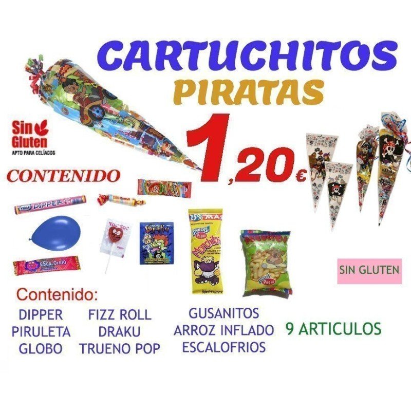 CONOS DE CHUCHES PARA CUMPLEAÑOS EXTRA PIRATAS