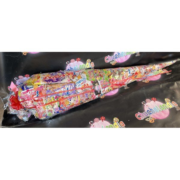 MEGA CARTUCHO DE CHOCOLATINAS XXL 1.50 METROS. CHUCHES Y DECORACION. PRECIOS DE FABRICA. www.chuchelandiajl.com